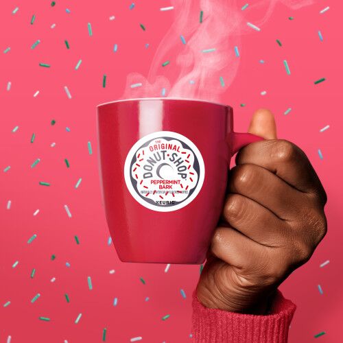 Donut Shop peppermint bark kcups mug