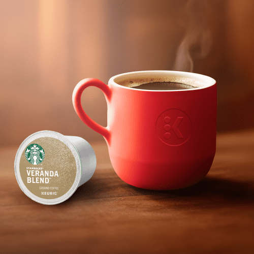 starbucks veranda blend kcups in red mug
