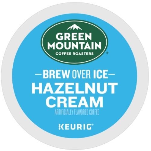 green mountain hazelnut cream kcups brew over ice lid
