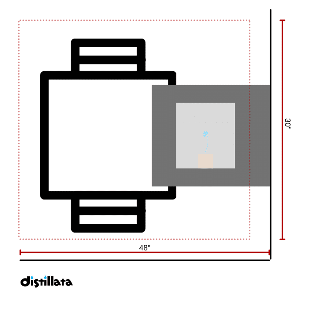 graphic that shows the width and depth of an ada approved drinking water fountain