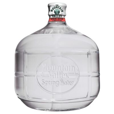 Mountain Valley Spring Water in a 2.5 gallon glass bottle