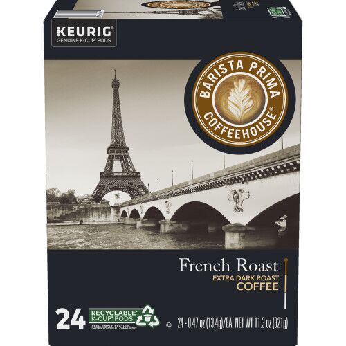 barista prima coffee house french roast kcups box side angle
