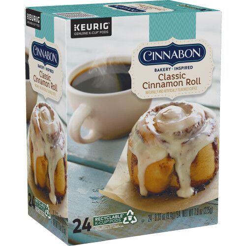 cinnabon kcup coffee box of 24 side angle