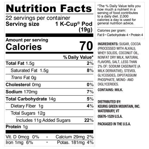 swiss miss hot chocolate nutrition information