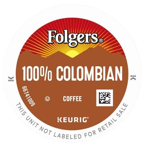 folgers 100% colombian kcup coffee lid