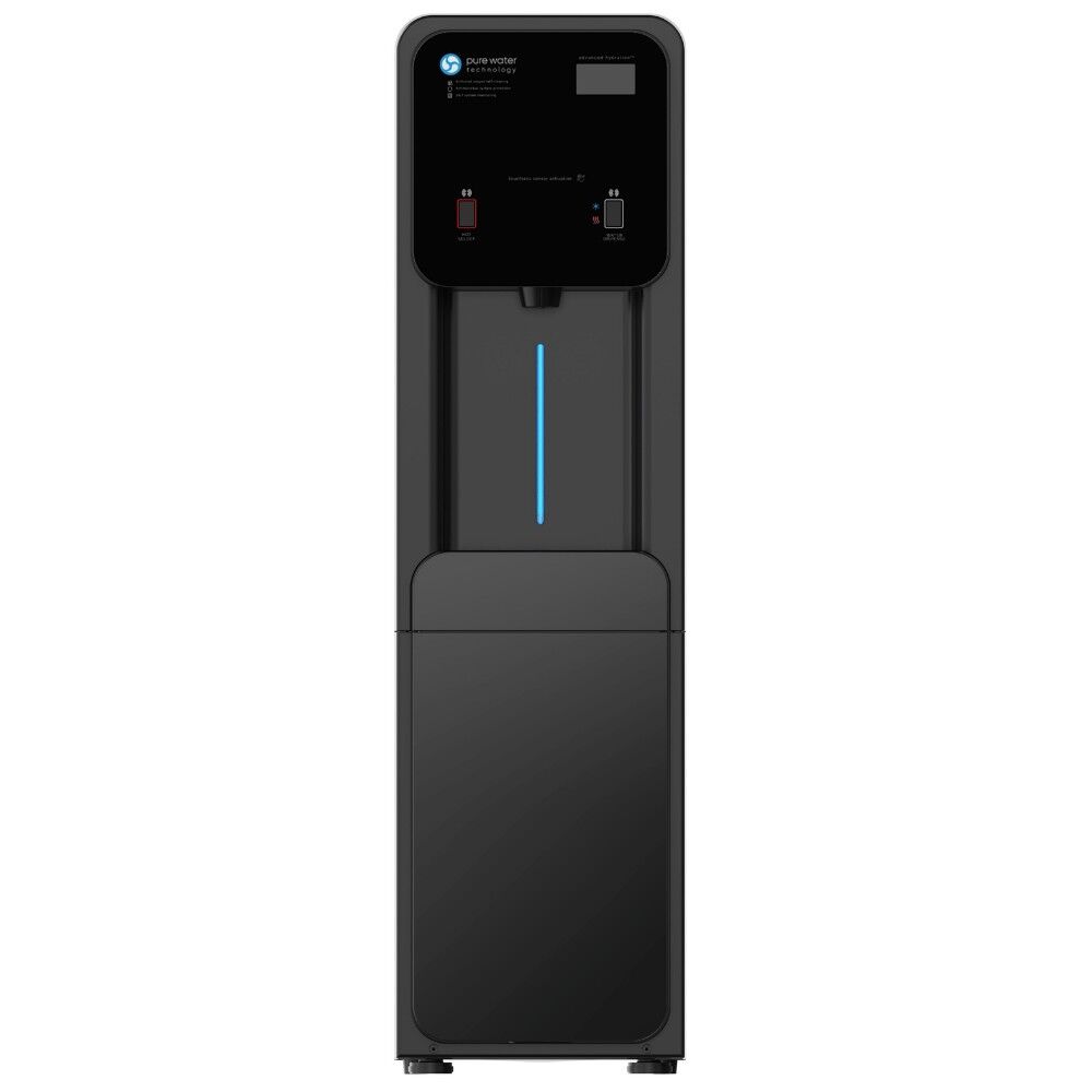 Pure Water PW90 bottleless water cooler with blue LED light.